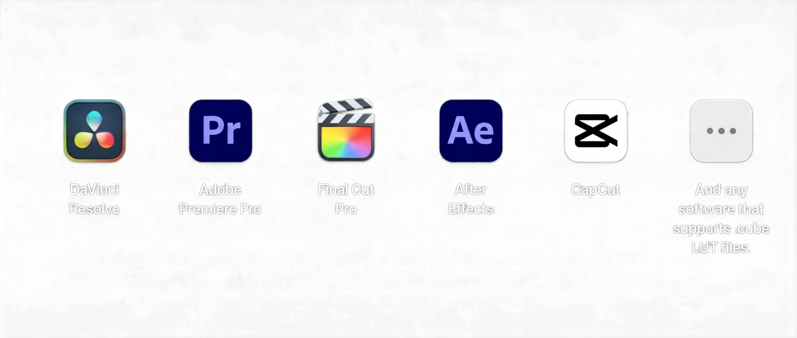 Collection of Editing Software icons on a white background