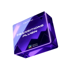 Purple 'carVinci Transitions Plugin' packaging on a transparent background